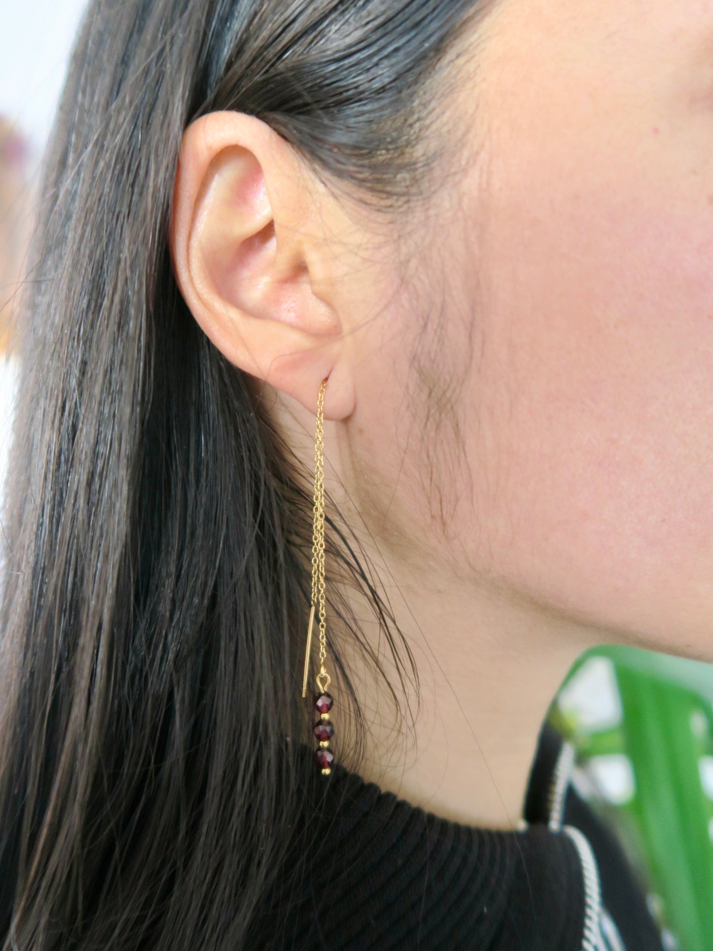 Boucles d’oreilles chaînes en pierres naturelles