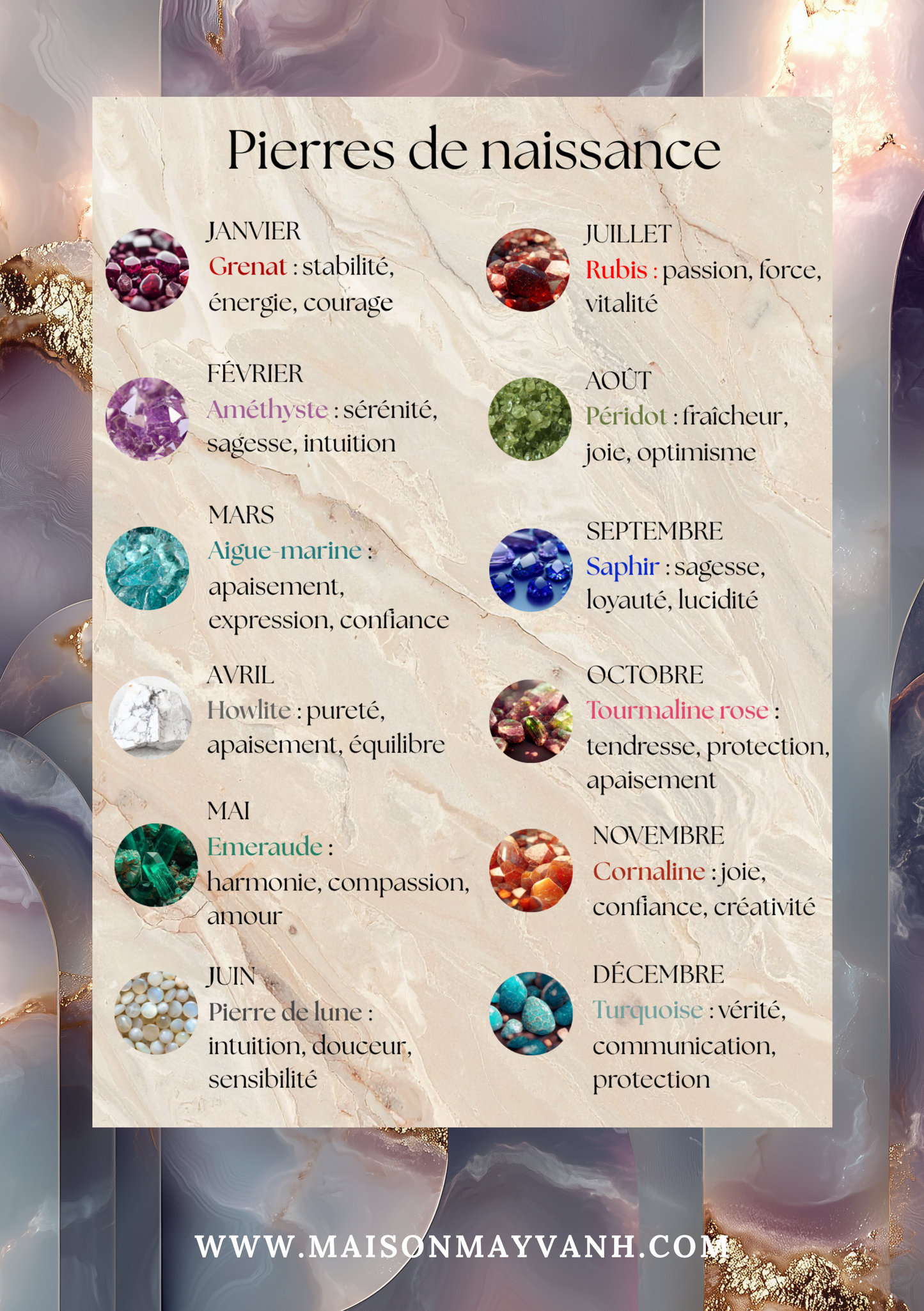 Bracelets pierres de naissance