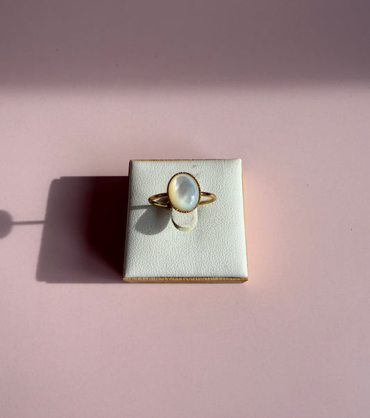 Bague en nacre et acier inoxydable ajustable