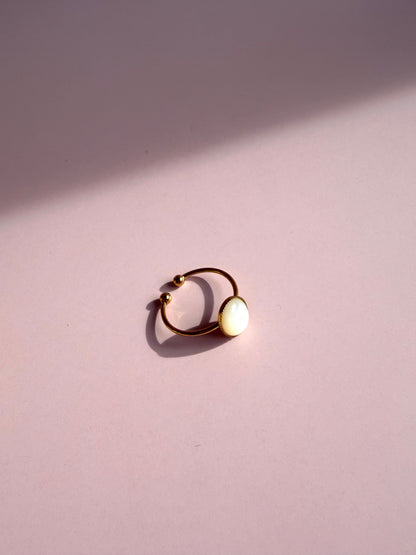 Bague en nacre et acier inoxydable ajustable